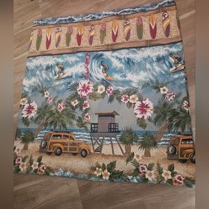 Vohann SHOWER curtain Full Size Beachy Hawii Vibes W Surf Board Colorful
